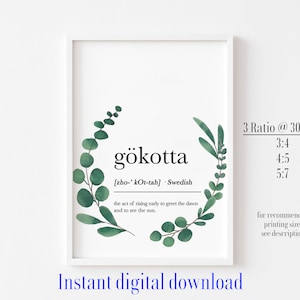 Gökotta Definition Print, Gokotta Definition, Nordic Definition, Scandinavian Definition, Nordic Decor, Swedish Decor, Gift for Her on sale