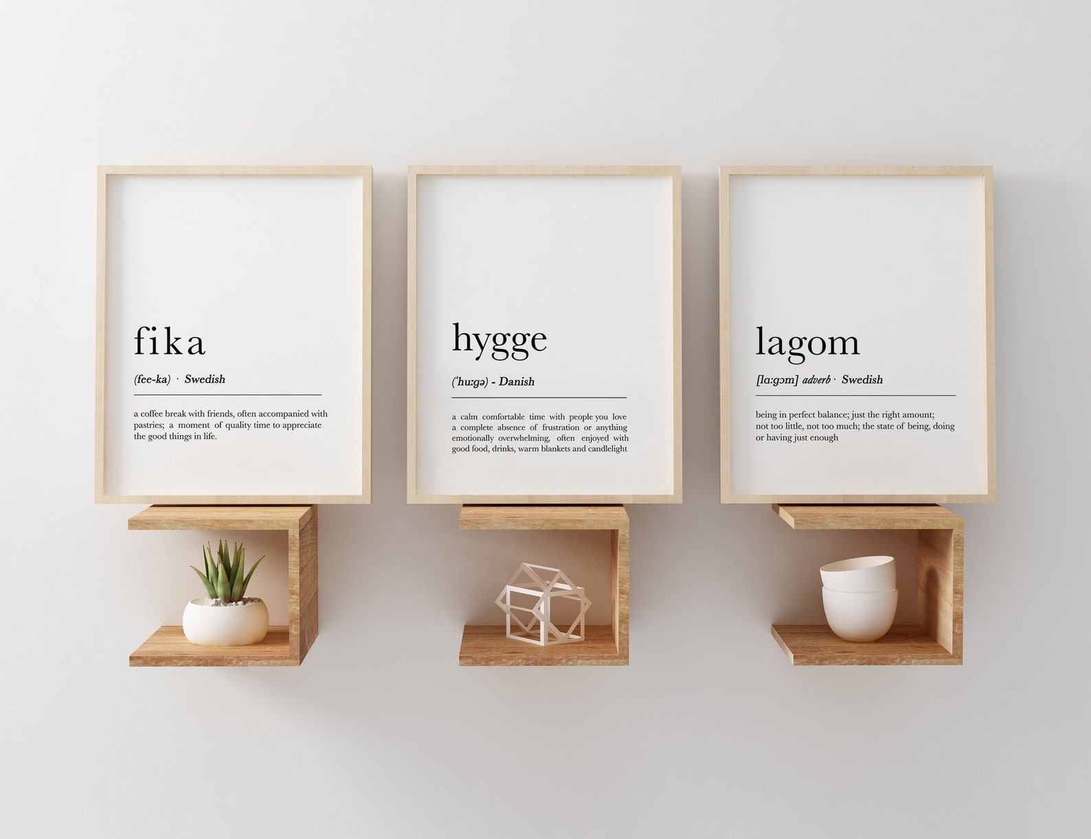 Fika Hygge Lagom Definition Set of 3 Nordic Definition Etsy