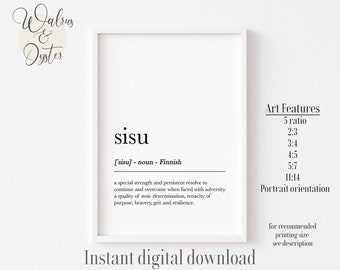 Sisu Definition Print: Finsk nordisk väggkonst (digital nedladdning)
