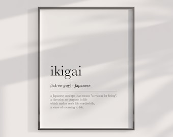 Ikigai Definition Print: Minimalistische japanische Wandkunst (Digitaler Download)