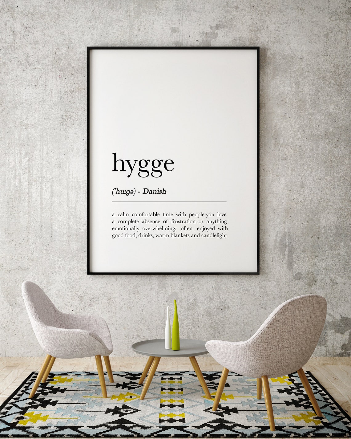 Hygge definition wall art for housewarming Hygge Poster Etsy