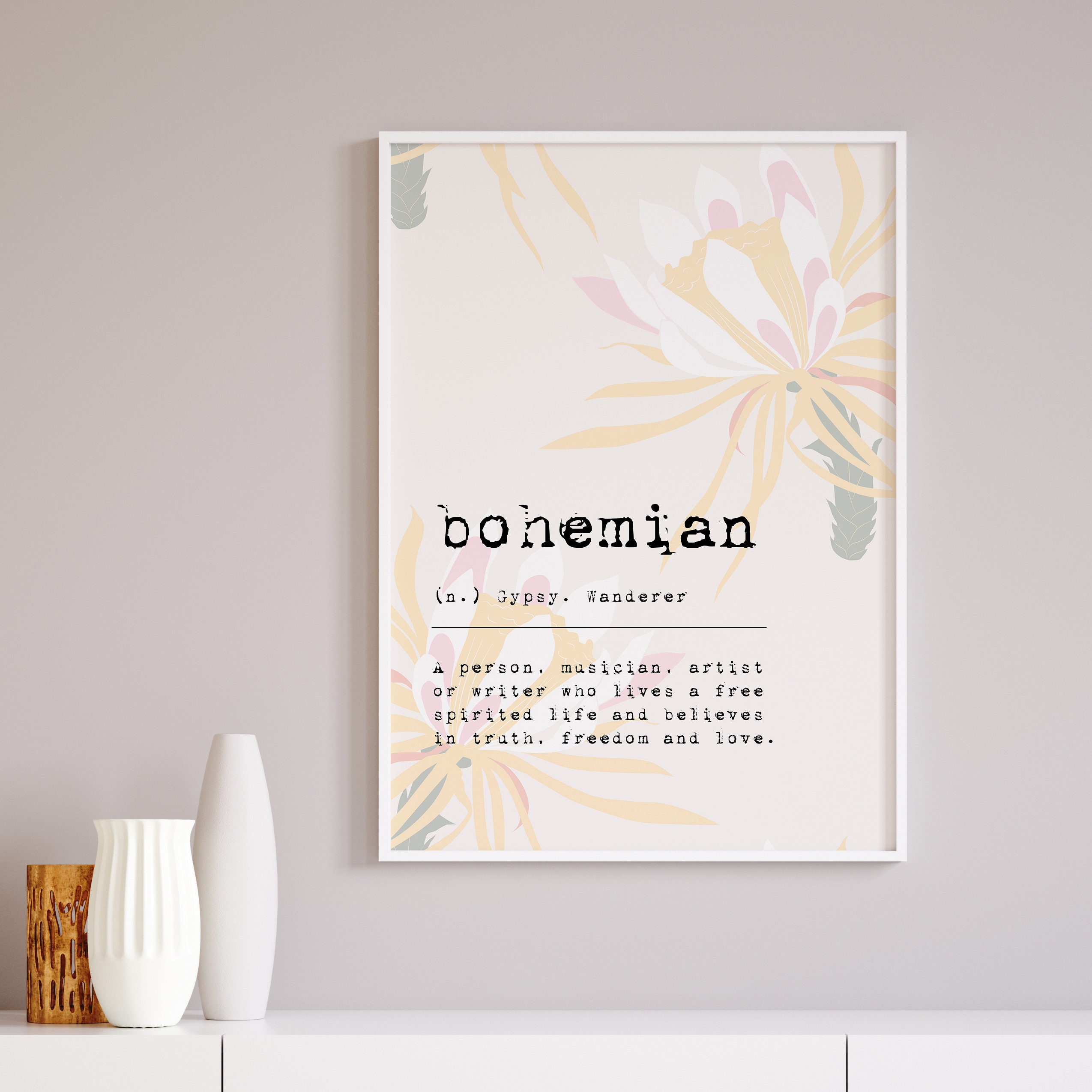 Bohemian Definition Print Definition Print Bohemian Wall Etsy