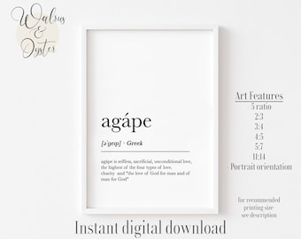 Agape Definition Print: Greek Home Decor (Digital Download)