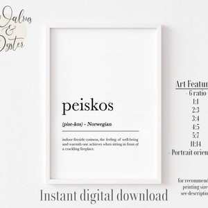 Peiskos definition -  Wall Art,  Hyggelig definition - Norwegian poster, Peiskos poster , Norwegian Decor, Housewarming gift, Peiskos  gift