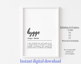 Hygge definition wall art for housewarming, Hygge Poster, Definition Print, Poster Scandinavian, Nordic Decor, Hygge Print,