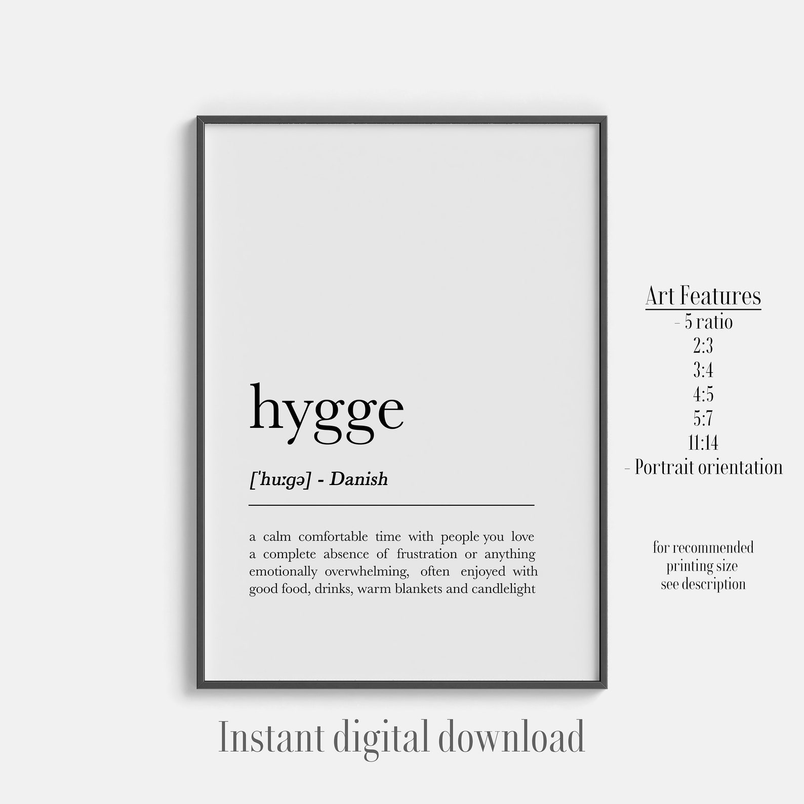 Hygge Definition Wall Art for Housewarming Hygge Poster Etsy