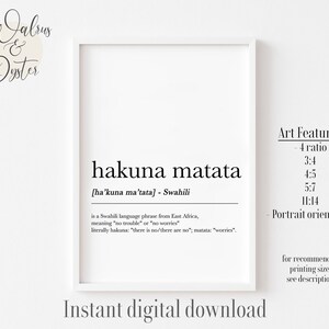 Hakuna Matata Definition Print, Printable Wall Art, Urban Dictionary, Printable Dictionary, Wall Art Dictionary, African Definition Print