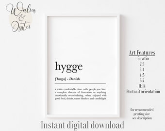 Hygge definition wall art for housewarming, Hygge Poster, Definition Print, Poster Scandinavian, Nordic Decor, Hygge Print, birthday on sale
