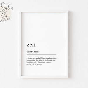 Zen definition, Zen Wall Art Print, Nordic definition, Definition Wall Art, Printable Wall Art, Simple Art, Nordic Decor, Zen quote, Zen
