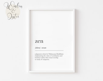Zen-definitieprint: Scandinavische muurkunst, minimalistisch decor (digitale download)