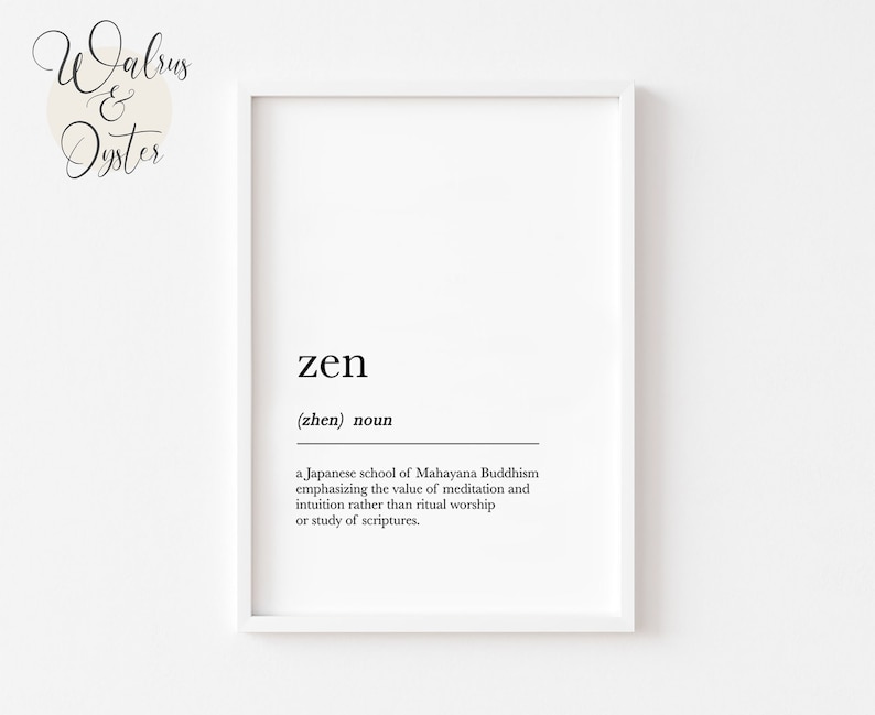 Zen Definition, Zen Wall Art Print, Nordic Definition, Definition Wall