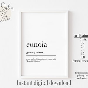 Eunoia definition Wall Art, Nordic definition print, Swedish Eunoia poster, Swedish Art, Nordic Decor, Printable Wall Art, Instant Download