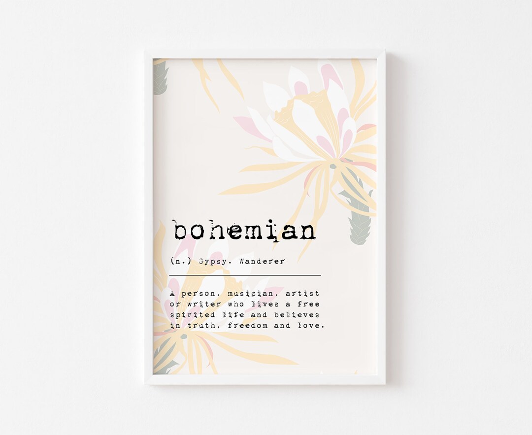 Bohemian Definition Print, Definition Print, Bohemian Wall Art, Boho