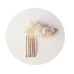 Amua - White silk flower bridal hair piece