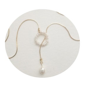 Hateya - Long Bridal Dainty Front or Back Drop Y Bar , Back Necklace, Pearl Backdrop Necklace, Pearl Necklace, Back drop Necklace