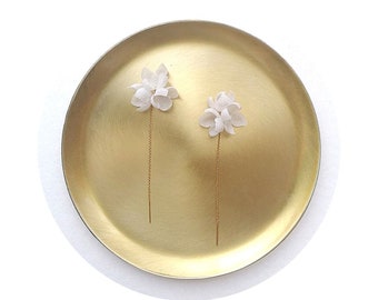 Kaji -  Silk flower earrings, bridal earrings, wedding earrings, floral silk earrings, flower earrings, wedding silk floral earrings.