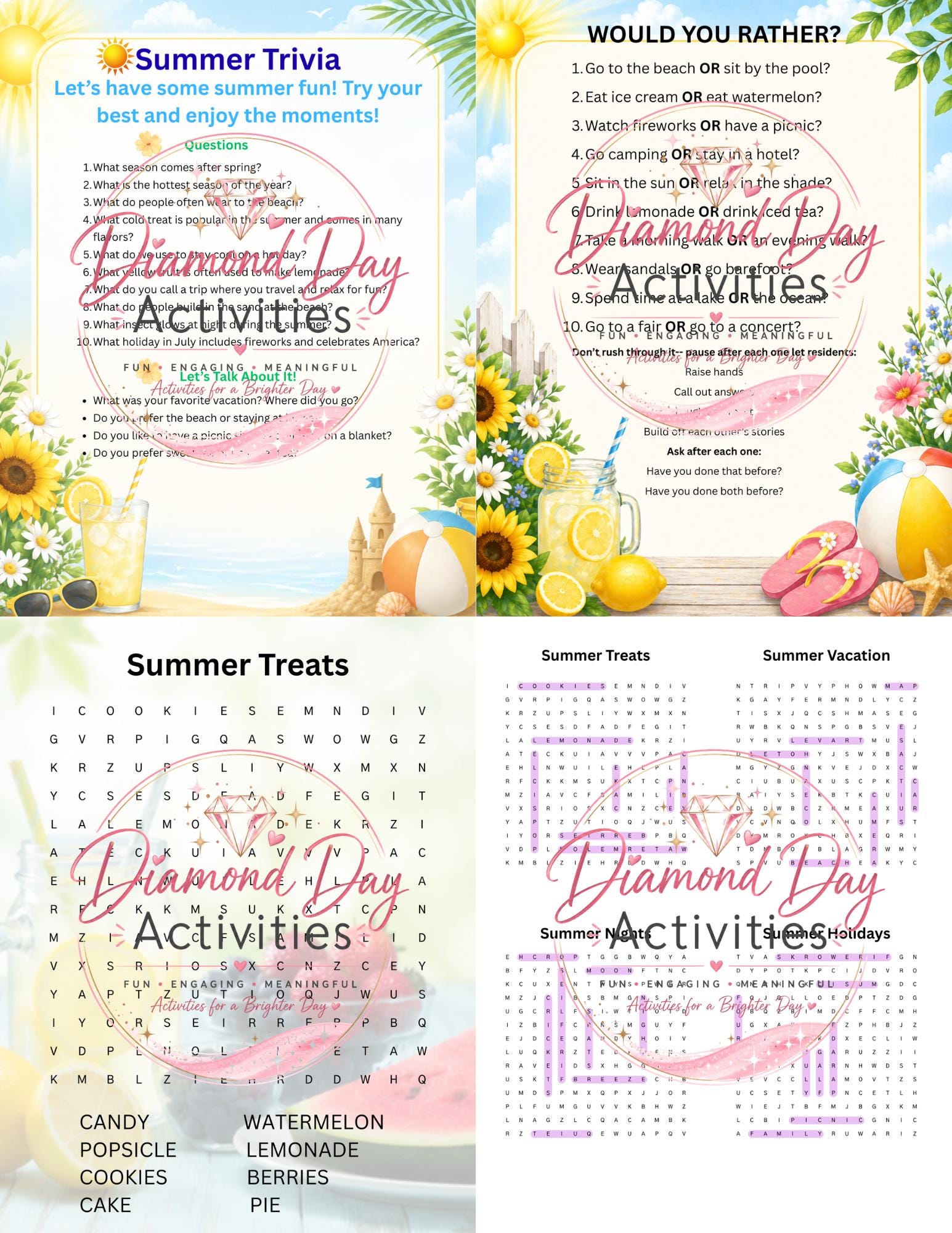Summer Activity Book for Seniors, Large Print Dementia Activities