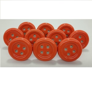 Orange Button Style Ceramic Knobs Hand painted Ceramic Door Knobs Kitchen Cabinet Knobs Drawer Knobs Cupboard Knobs Hardware Knobs