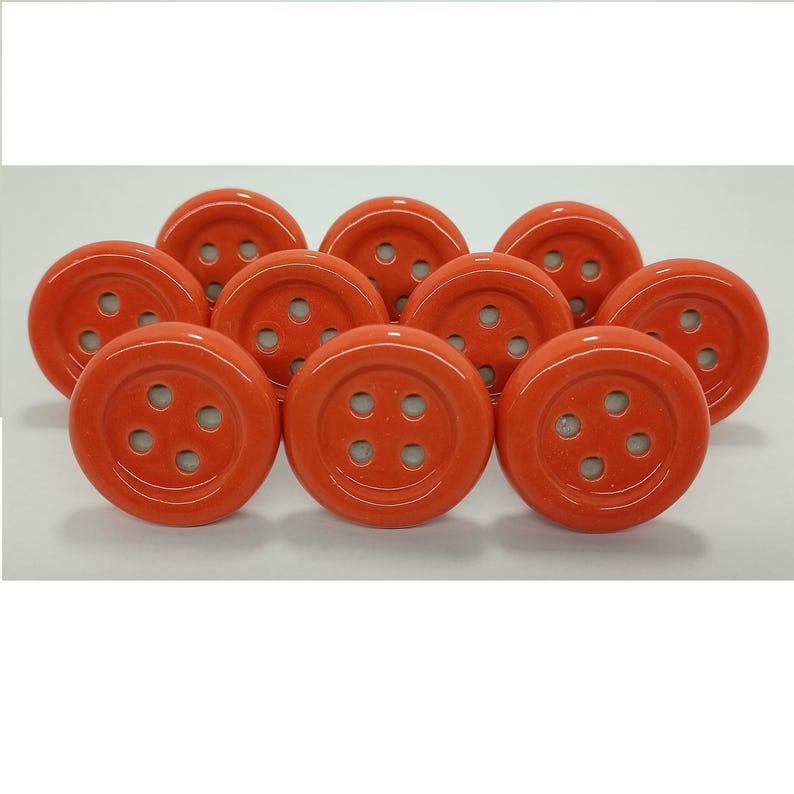 Keramische knoppen met oranje knop, handgeschilderde hardware Style 01