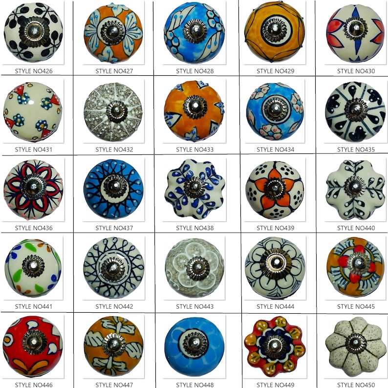手作りの手描きセラミックノブ、カラフルな引き出しの取っ手 画像 13