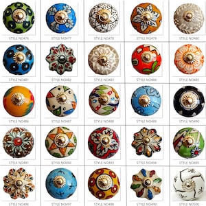 手作りの手描きセラミックノブ、カラフルな引き出しの取っ手 画像 15