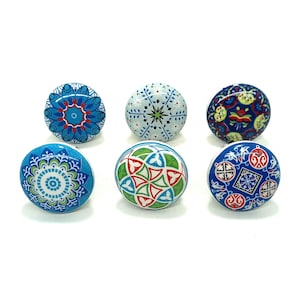 Pomelli in ceramica multicolore fatti a mano a forma di albero, ferramenta per cassetti e armadietti Style 02