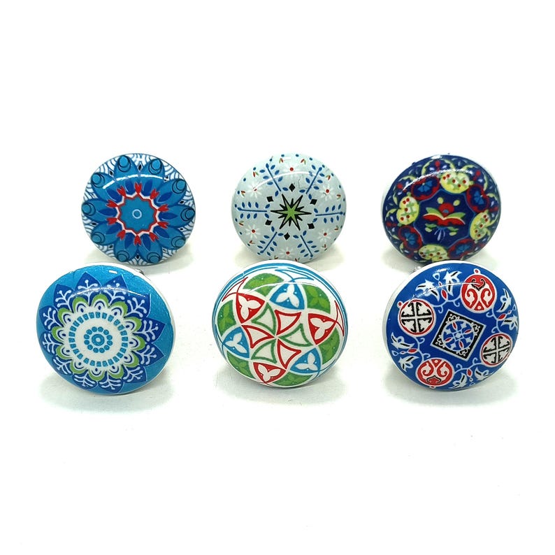 Pomelli in ceramica multicolore fatti a mano a forma di albero, ferramenta per cassetti e armadietti Style 02