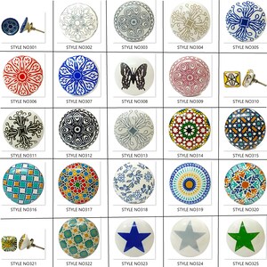 Perillas de cerámica multicolor para gabinetes, tiradores de cajones hechos a mano imagen 9