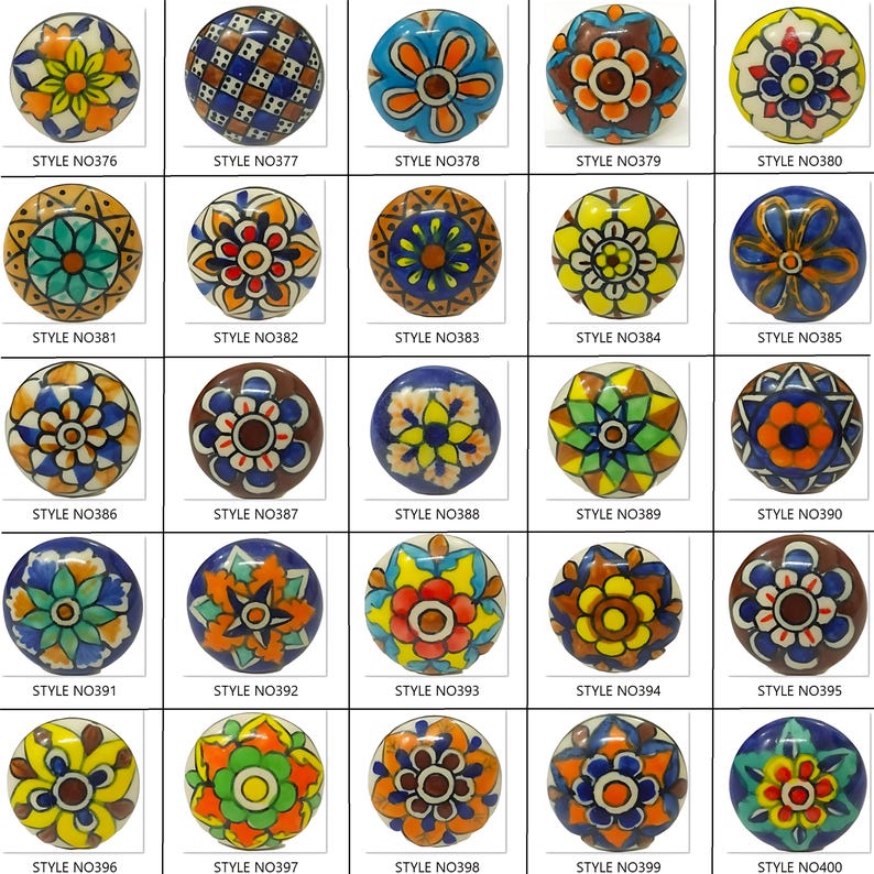 Perillas de cerámica multicolor para gabinetes, tiradores de cajones hechos a mano imagen 12