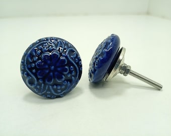 Handgeschilderde keramische ladeknop, kasthardware met groene bloemen