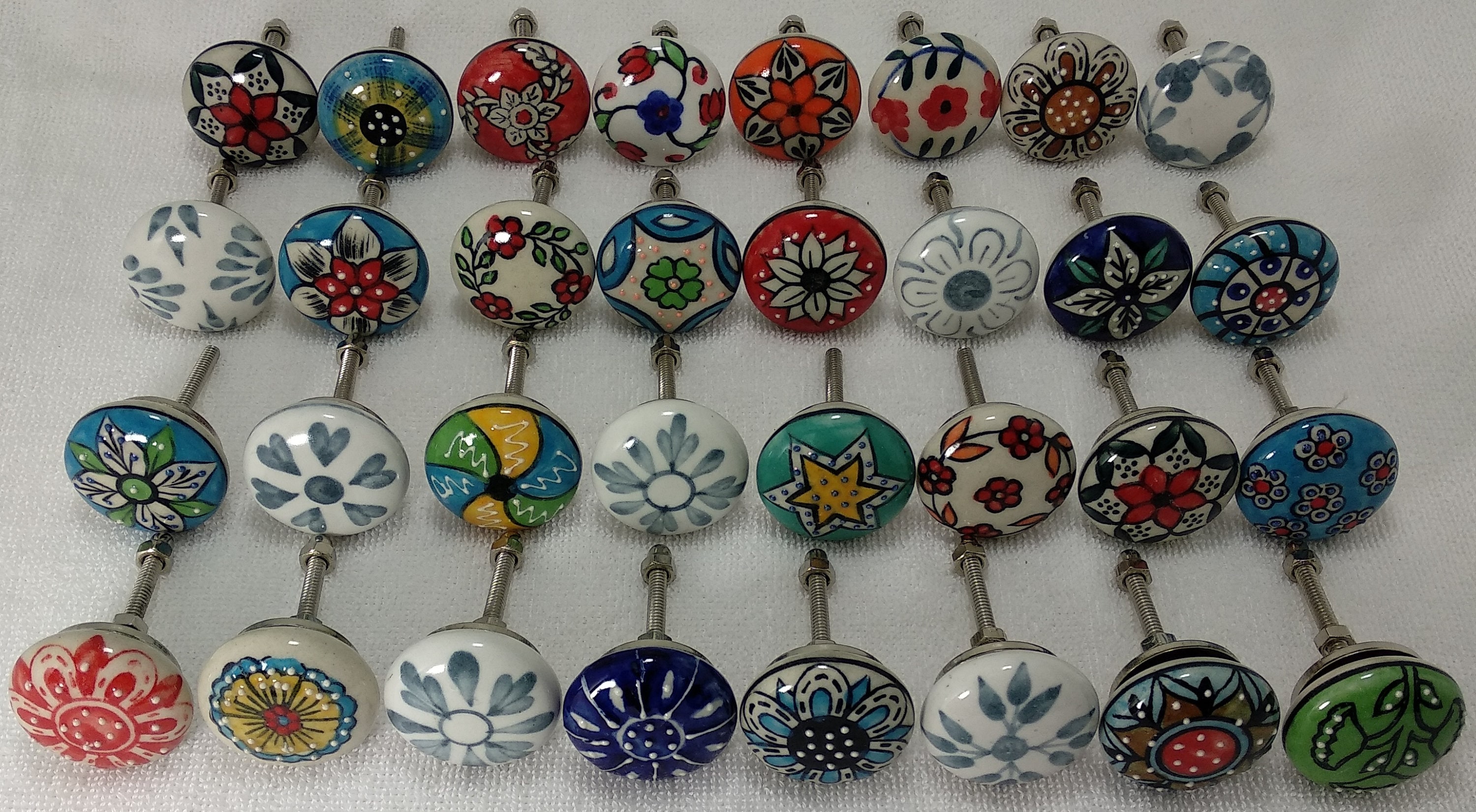 Multi Color Flat Ceramic Knobs Kitchen Drawer Knobs Etsy