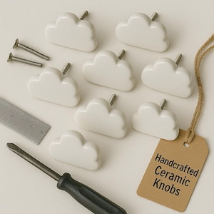 White Cloud Design Ceramic Knobs Handpainted Ceramic Door Knobs Kitchen Cabinet Knobs Drawer Knobs Cupboard Knobs Hardware Knobs