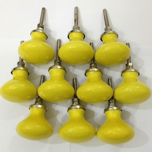Handgemachte braune Keramik Knäufe für Schränke, Schubladen Yellow Color