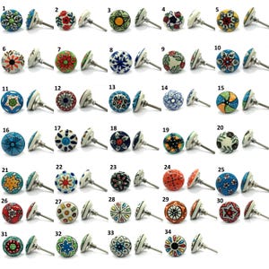Hand-Painted Ceramic Cabinet Knobs, Colorful Floral Hardware