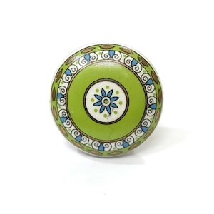 Handmade Green Ceramic Cabinet Knobs, Decorative Hardware