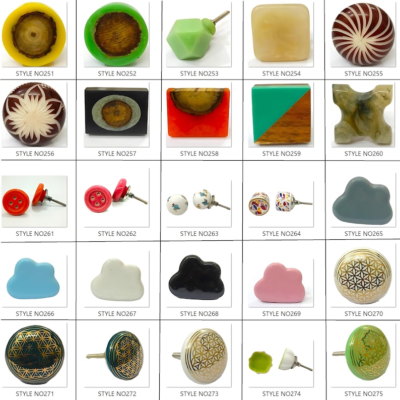 Hand-Painted Green Ceramic Knobs, Decorative Drawer Pulls image 1