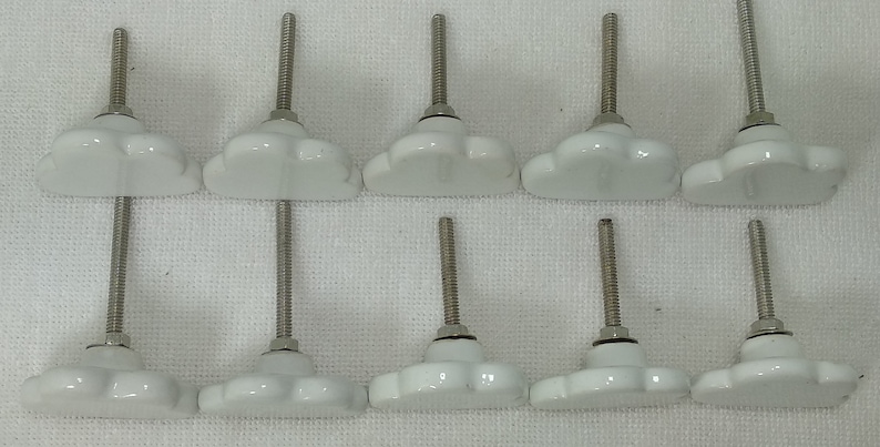 Handpainted White Cloud Ceramic Knobs, Drawer Pulls image 5