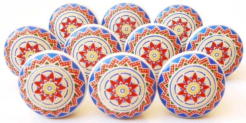 Veelkleurige keramische knoppen, decoratief meubelbeslag Style 06