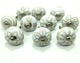 White Ceramic Knobs Vintage Look Ceramic Door Knobs Kitchen Cabinet Drawer Pulls Furniture Cabinet Knobs Hardware Knobs Cabinet Knobs
