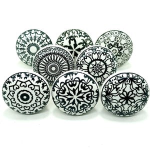 Black & White Ceramic Knobs Kitchen Cabinet Drawer Knobs Hardware Knobs Handmade Knobs Cabinet Knobs Ceramic Door Knobs