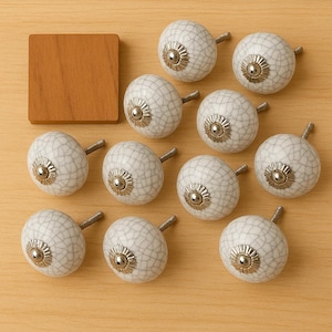 White Crackle Ceramic Knobs Handpainted Handmade Ceramic Door Knobs Kitchen Cabinet Knobs Drawer Knobs Cupboard Knobs Hardware Knobs