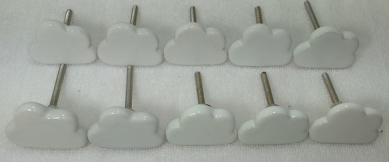 Handpainted White Cloud Ceramic Knobs, Drawer Pulls image 4