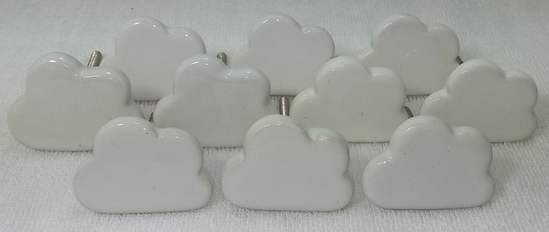 Handpainted White Cloud Ceramic Knobs, Drawer Pulls image 6