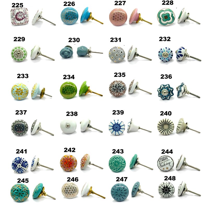Handmade Multi Color Ceramic Knobs, Decorative Cabinet Hardware image 9