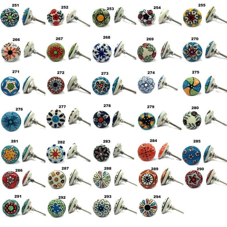 Handmade Multi Color Ceramic Knobs, Decorative Cabinet Hardware image 12