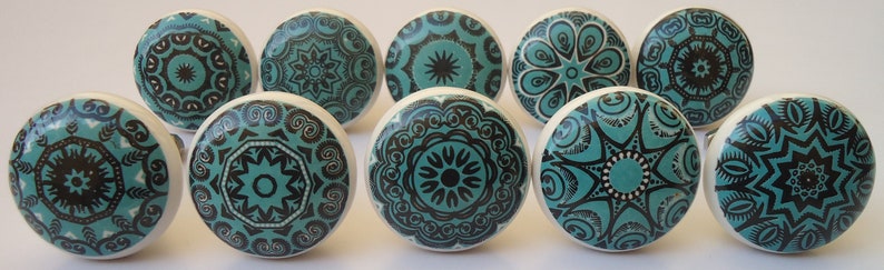 Black Teal Color Ceramic Knobs Kitchen Cabinet Drawer Hardware Handmade Door Pulls Craft Supplies Tools Deshpandefoundationindia Org Black Teal Color Ceramic Knobs, Teal Cabinet Knobs