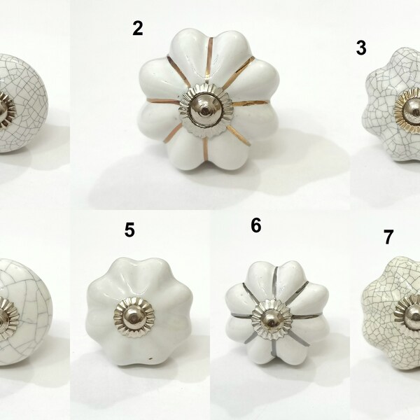 White Ceramic Knobs Hanmade Handpainted Kitchen Cabinet Drawer Knobs Cabinet Knobs Drawer Pulls Door Knobs