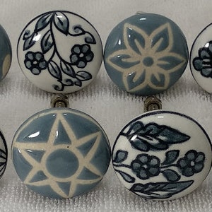 Grey Flat Ceramic Knobs Kitchen Cabinet Drawer Knobs Hardware Knobs Handmade Knobs Cabinet Knobs Ceramic Door Knobs HandPainted Knobs