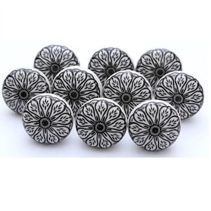 Black and White Ceramic Knobs Kitchen Cabinet Drawer Pulls Ceramic Door Knobs Furniture Hardware Knobs