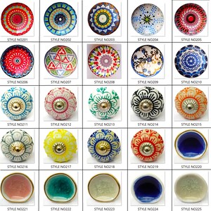 Perillas de cerámica multicolor para gabinetes, tiradores de cajones hechos a mano imagen 5